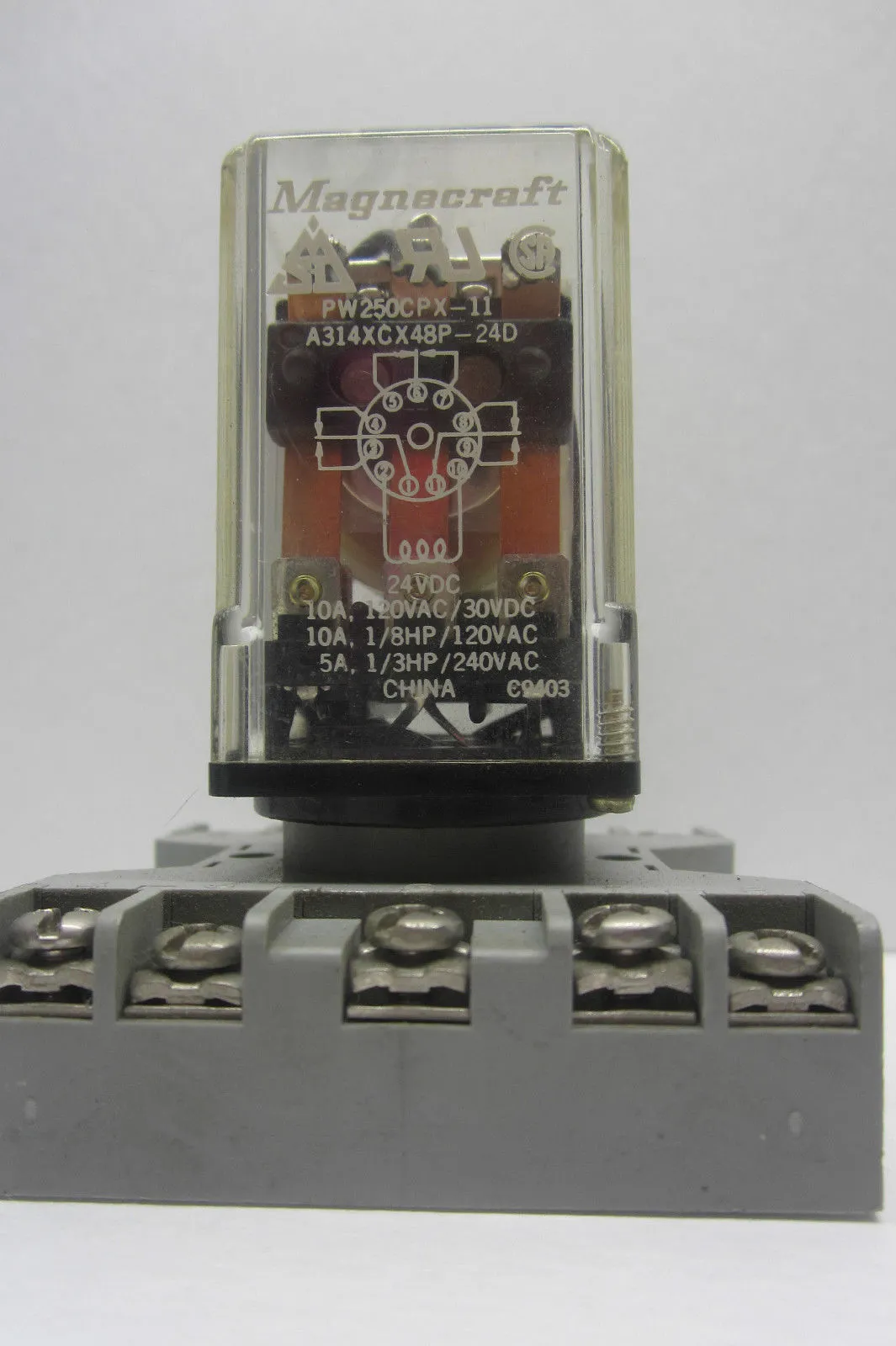 USED 4 MAGNECRAFT A314XCX48P-24D RELAY WITH SOCKET A314XCX48P24D