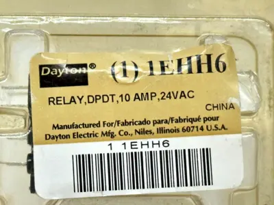 1EHH6 | Dayton  Relay DPDT 10A 24VAC - New