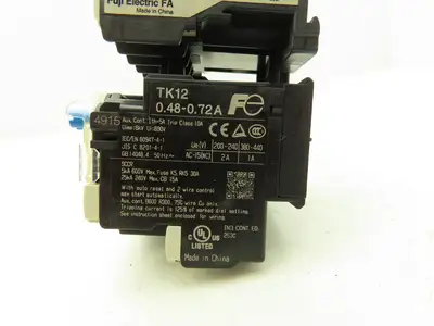Fuji SK12L Motor Starter Contactor 5.5kW 600V TK12W & Thermal Overload .48-0.72A
