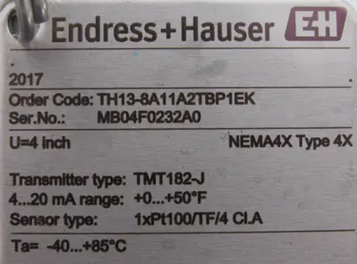 NEW ENDRESS HAUSER TH13-8A11A2TBP1EK TEMPERATURE SENSOR TH138A11A2TBP1EK