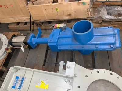 6" Allen-Sherman Hoff Segregating Knife Gate Valve Air Operated , Unused