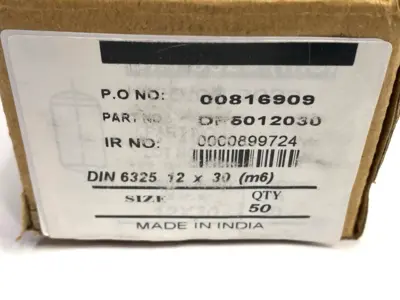 DP5012030 | Dowel Pin DIN 6325 M12 x 30mm BOX OF 50 - New Other