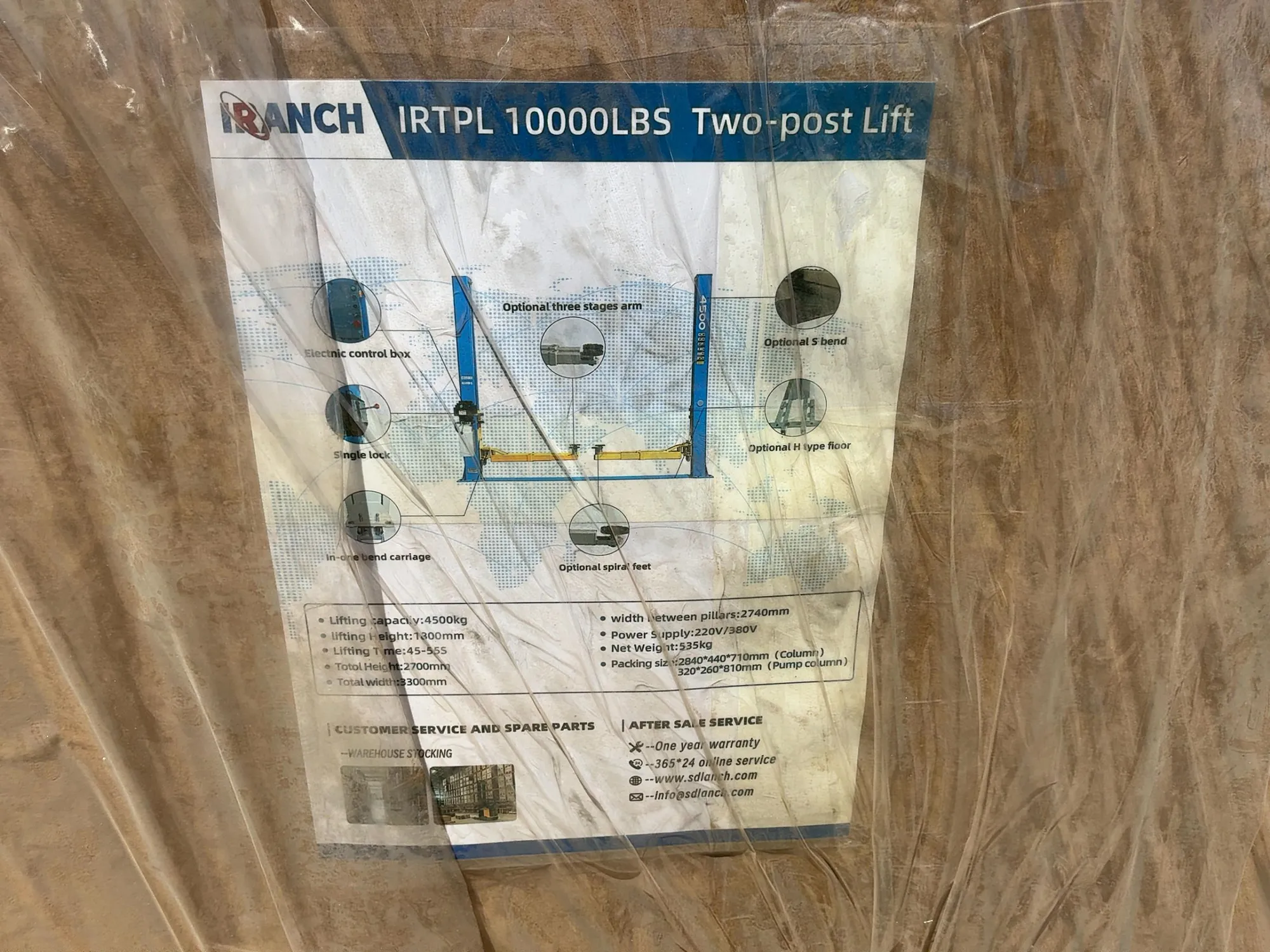 New SDLANCH Model IRTPL Two Post Lift, 4500 KG Lifting Capacity, 1800mm Lifting Height, 220/380 Volt...