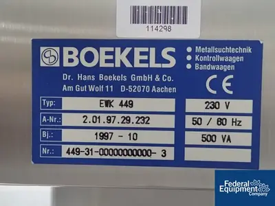 USED Boekel Industries, Inc. Boekels Checkweigher, Model EWK 449