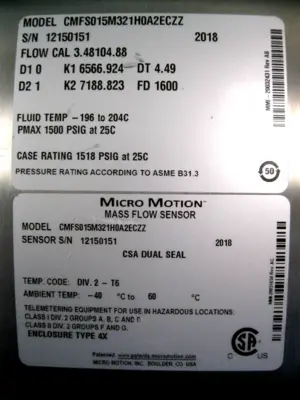 USED Micro Motion CMFS015 M321H0A2ECZZ