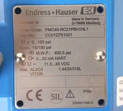 NEW ENDRESS & HAUSER PMC45-RC21P6H1HL1 PRESSURE TRANSMITTER