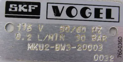 USED VOGEL MKU2-BW3-20003 LUBRICATOR MKU2BW320003