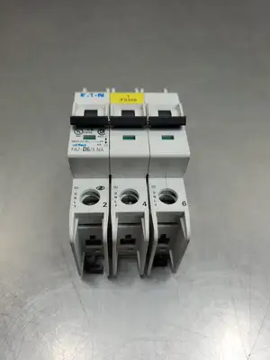 USED Eaton FAZ-D6/3-NA Circuit Breaker, 6A, 3P, 480Y/277VAC