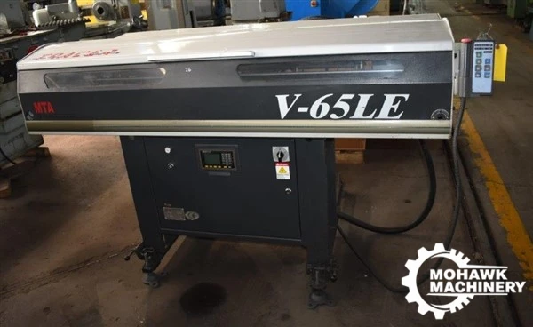 2.56" X 60" MTA INTERNATIONAL "V65LE" SERV0-FEED AUTOMATIC BAR-FEED w/INCLINED LOAD FEEDER - HAND HELD PLC CONTROL -