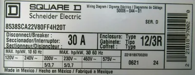 NEW SQUARE D 8538SCA22V80FF4H20T COMBO STARTER 30A SER.D 8536SCO3H20S