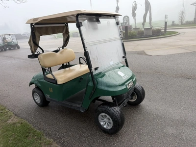 (1) 2019 E-Z-Go EFI golf cart with a Kawasaki gas engine, model 657061G01, includes canopy, fold-dow...