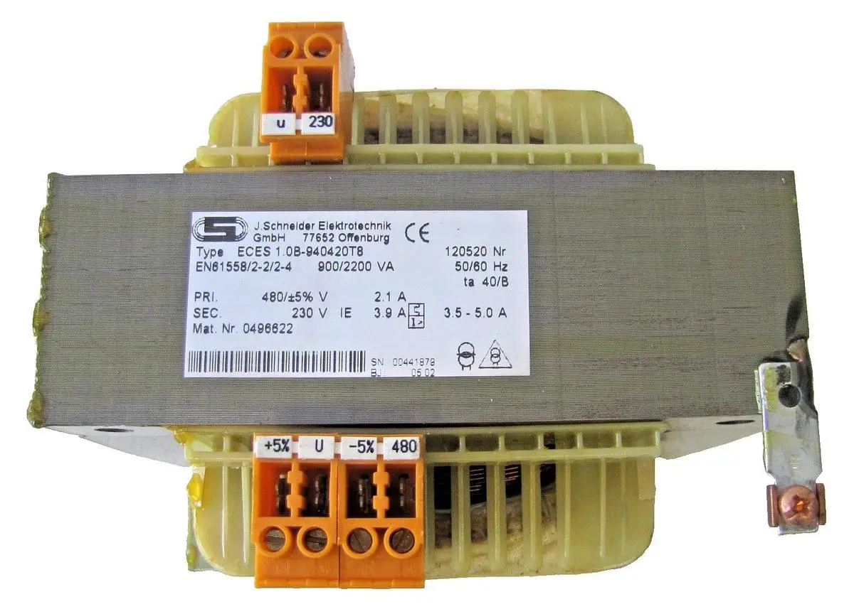 Schneider 900 / 2200 VA Power Transformer Primary 480V Secondary 230V
