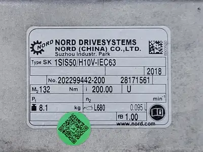 USED 2018 NORD 1SIS50/H10V-IEC63