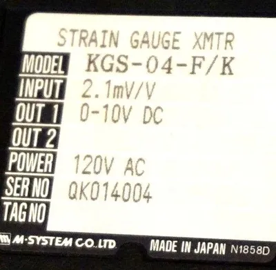 NEW M SYSTEM CO. K-UNIT KGS-04-F/K SIGNAL CONDITIONER KGS04F/K