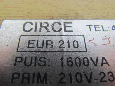 Circe EUR 210 Isolation Transformer 210-230 Pri 30V Sec1 75V Sec2