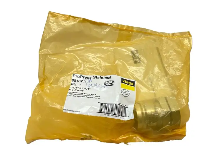 New | in-Stock Viega ProPress Stainless Steel Adapter w/FKM 1-1/4" x 1-1/4" P x FNPT Plumbing Equipment Michigan US | Maverick Industrial Sales #1483269