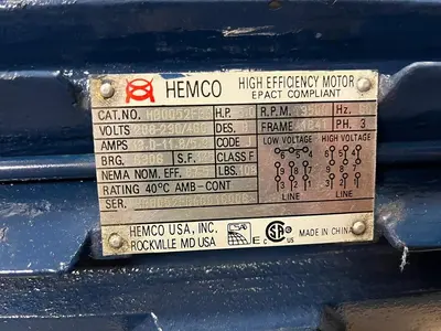 Used HEMCO HB0052FBA Motors (misc) | Surplus Asset Holdings #1205271