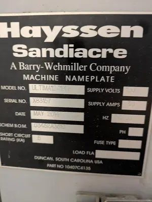 Used 2014 HAYSSEN 12-19HR Vertical Form Fill Sealing Machines (VFFS) Michigan US | ND Industrial Surplus #1246395