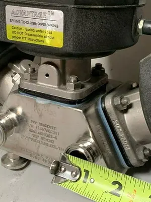 USED 3 ITT PURE-FLO SHEROTEC STAINLESS STEEL VALVES W/ POSITION MONITOR 3/4" SANITARY