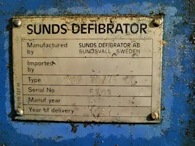 USED SUNDS DEFIBRATOR RGP 70/76 CD