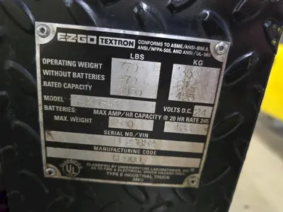 24 VOLT EZ-GO MODEL XI-640 TEXTRON CHASER/TUGGER CART #45: YOBRO #24641