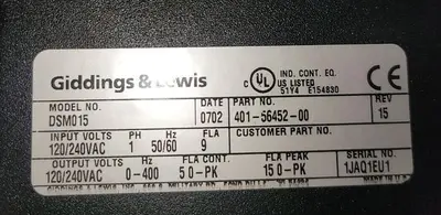 USED GIDDINGS & LEWIS DSM015