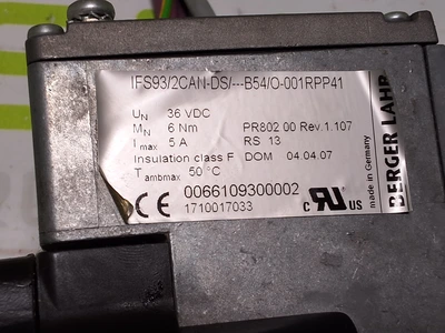 BERGER LAHR IFS93/2CAN-DS/---B54/O-001RPP41 SERVO MOTOR 5AMP