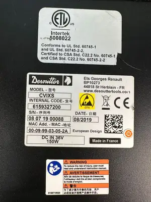 Desoutter CVIXS Control Unit 6159327200 DC In 36V 150W (12.5.6)