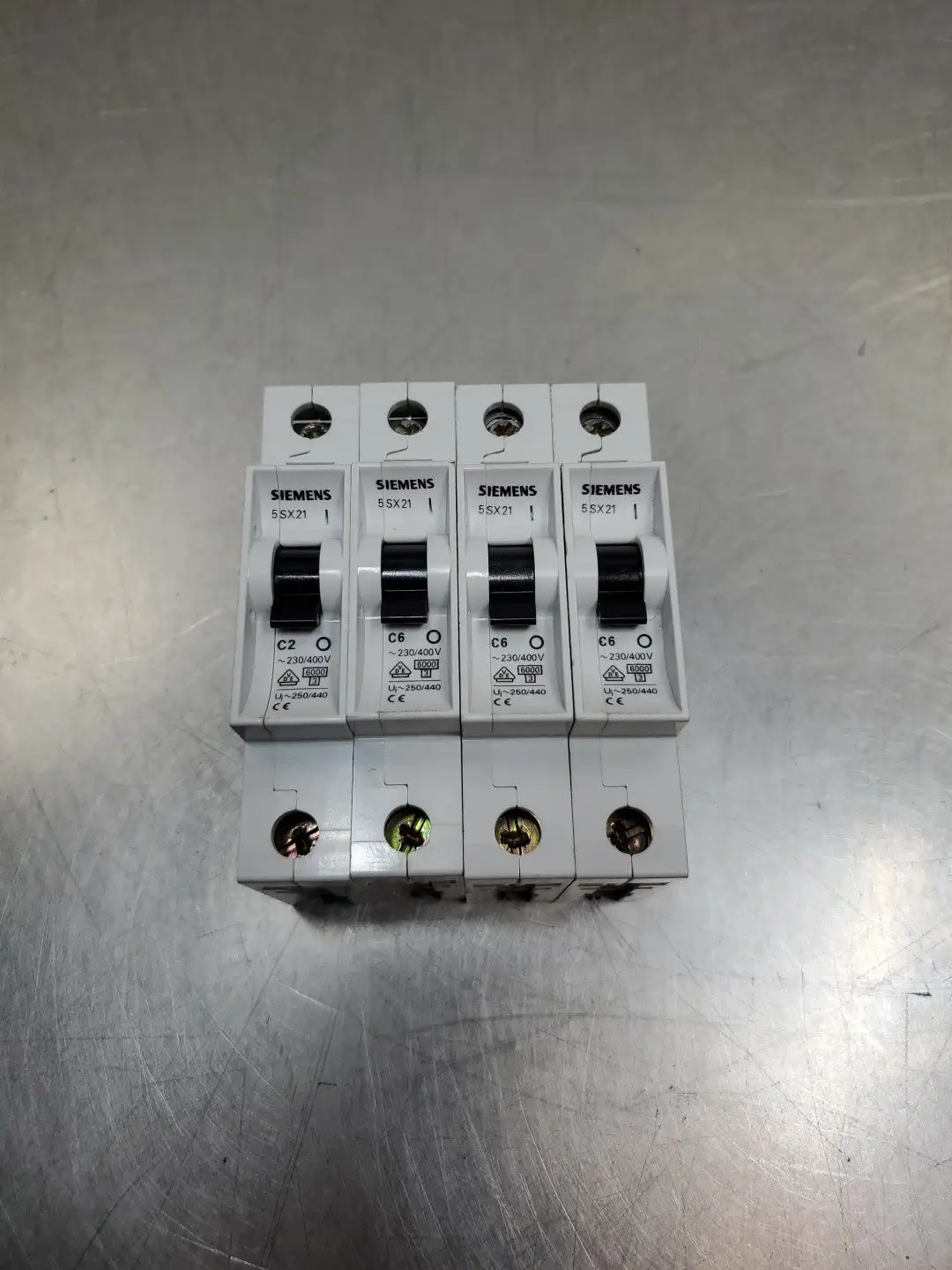 USED Siemens 5SX21 C6 Single-Pole Breaker, 230/400V, Lot of 4