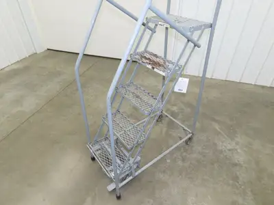 Uline H-5073A-10 Rolling Ladder Narrow Aisle 5 Step 10" Platform 50" Top Step