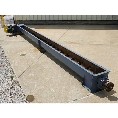 Used 8" dia X 17' U-trough Industrial Screw Auger Conveyor
