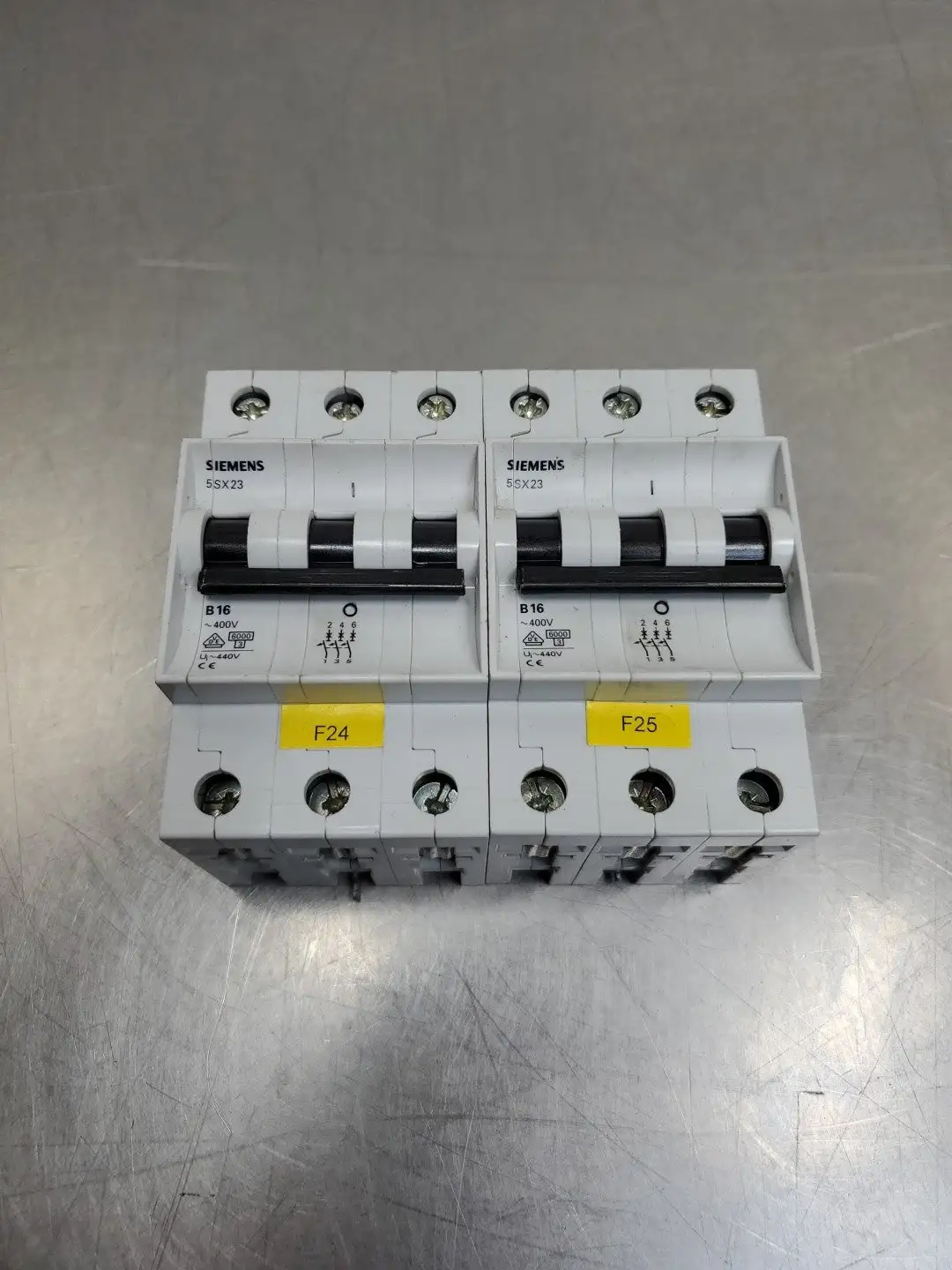 Used Siemens 5SX23 B16 Triple-Pole Breaker, 480V Max, Lot of 5 Circuit Breakers | Palmetto Automation #1150580