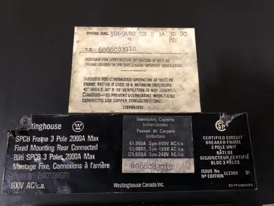 USED WESTINGHOUSE SPCB-2000
