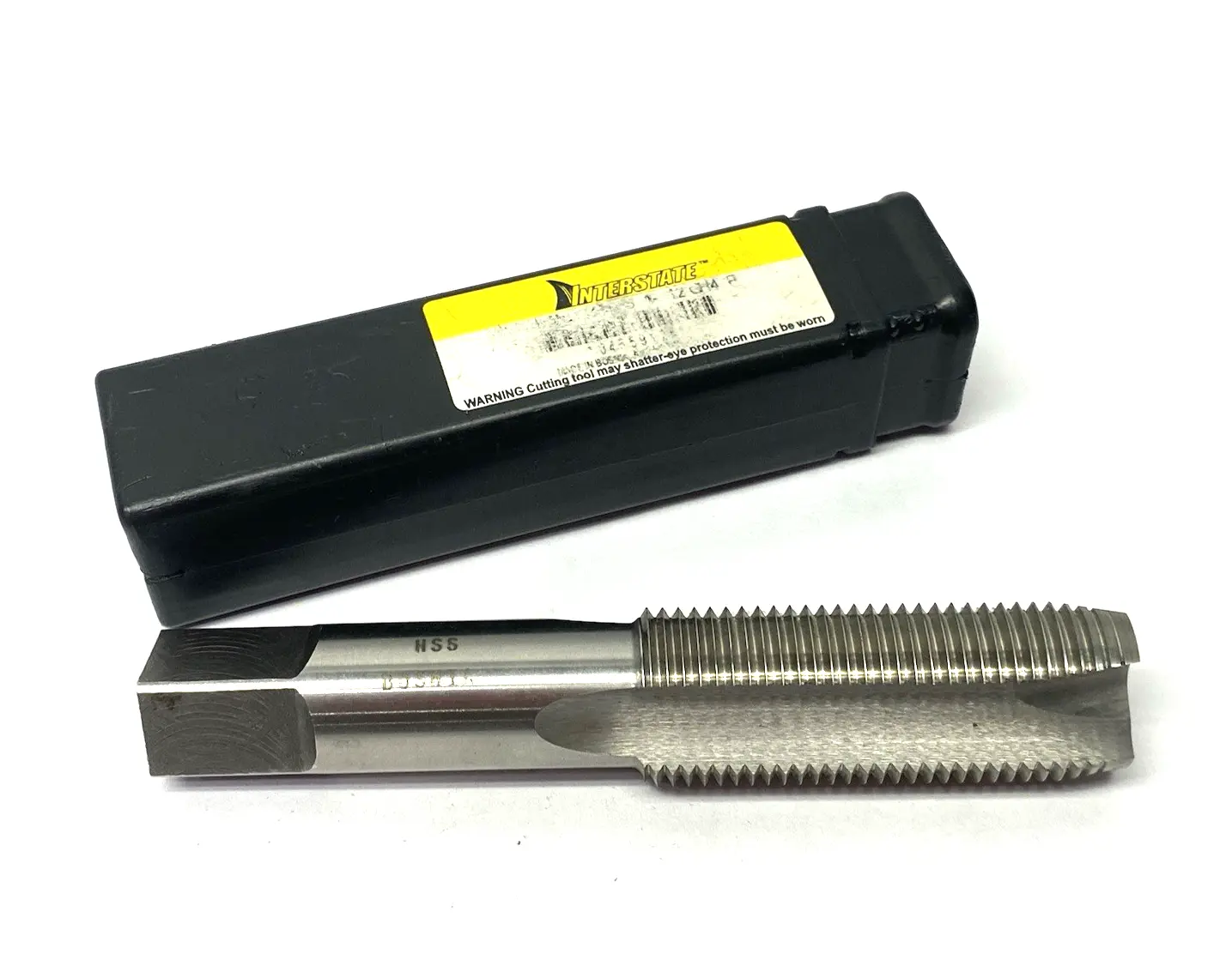 USED INTERSTATE SPIRAL POINT TAP: 1-12 UNF, 3 FLUTES, PLUG CHAMFER, 3B CLASS