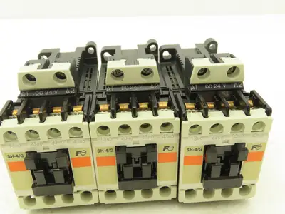 Fuji Electric SH-4/G Contactor Relay 600VAC 1.2A 24VDC Coil 4NO Lot of 3