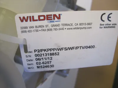 WILDEN P2/PKPPP/WFS/WF/PTV/0400 DIAPHRAGM PUMP P2PKPPPWFSWFPTV0400