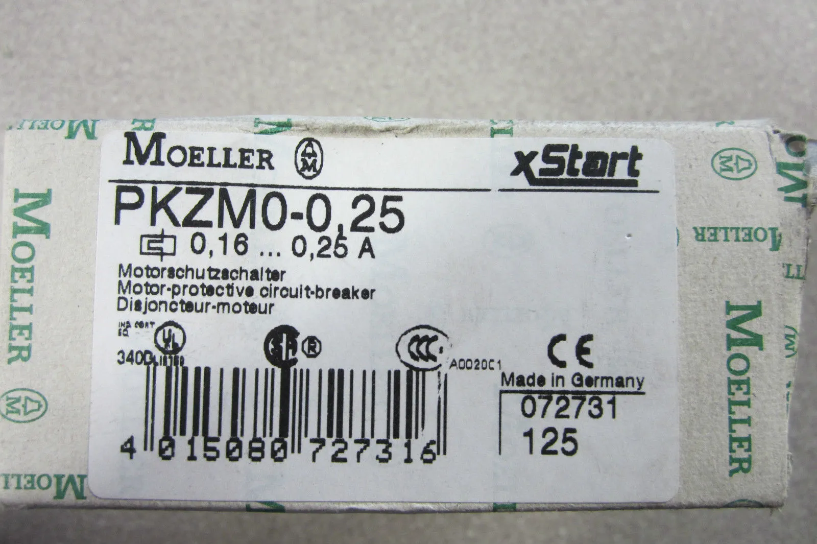 NEW MOELLER PKZM0-0,25 CIRCUIT BREAKER PKZM0025