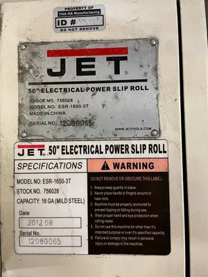 2012 JET ESR-1650 Plate Bending Rolls including Pinch | Fahey Machinery Co., Inc. (2)
