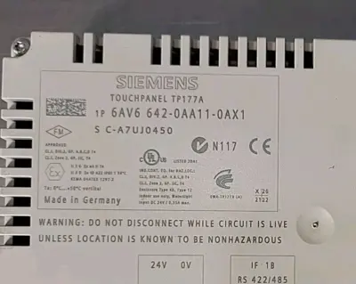 Siemens 6AV6642-0AA11-0AX1 Simatic TP 177A DP 6" Touch Loc2D9