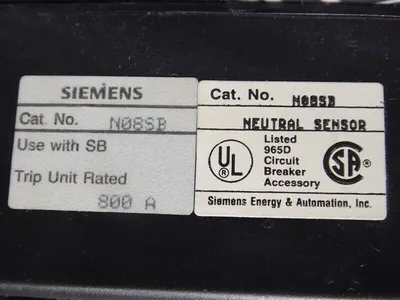 Siemens N08SB Neutral Current Sensor 800 Amps Used