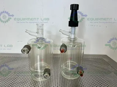 USED LOT OF 2 - HEL 1 LITER TRIPLE WALL JACKETED GLASS REACTOR W/ VALVE