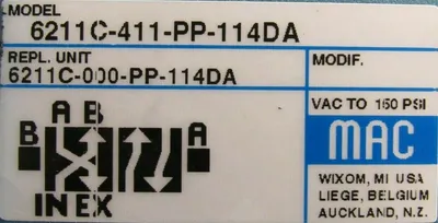 NEW MAC VALVES 6211C-411-PP-114DA SOLENOID VALVE 6211C411PP114DA 17900