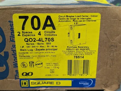 Square D QO2-4L70S Circuit Breaker Main Lug Load Center 70A 240VAC max. New NIB