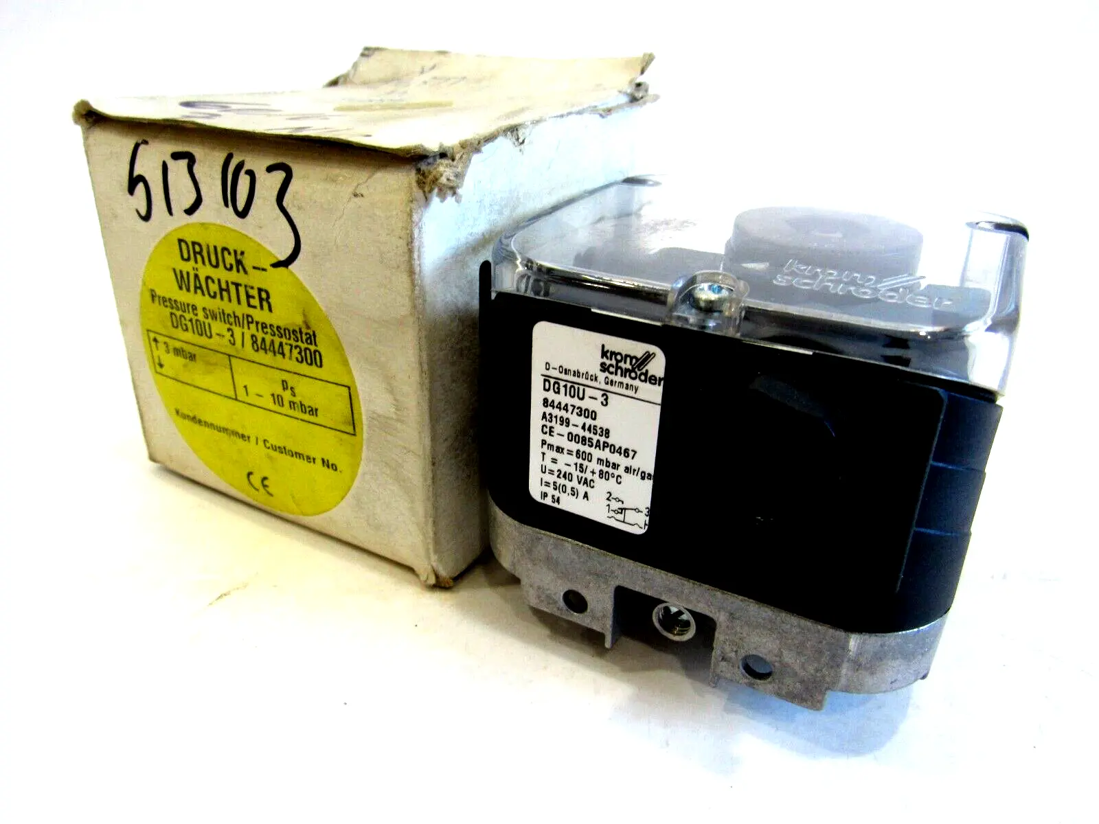 NEW KROM SCHRODER DG10U-3 PRESSURE SWITCH DG10U3