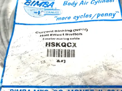 NEW IMI BIMBA CURRENT SINKING HALL EFFECT SWITCH, NPN, W/ 5M MATING CABLE