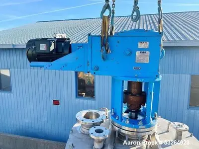 Used Fulton 1,500 Gallon Jacketed Tank – 304 SS, 150 PSI Jacket, 20 HP Falk Mixer, Flanged Outlet