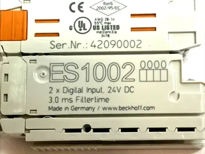 USED BECKHOFF ETHERCAT 2‑CHANNEL DIGITAL INPUT 24 VDC 3 MS PLUGGABLE I/O