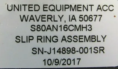 NEW UNITED EQUIPMENT S80AN16CMH3 SLIP RING ASSEMBLY SN-J14898-001SR