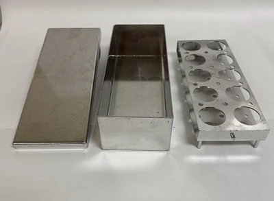 Laboratory Stainless Steel Box Centrifuge Syringe Holding Rack 9.5x3.75x2.5"