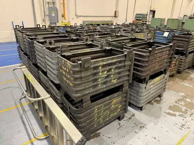 36” x 18” x 18” STEEL STACKABLE PARTS BIN TUB CONTAINER WITH DUMP DOOR, 200+ AVAILABLE: YOBRO #25062
